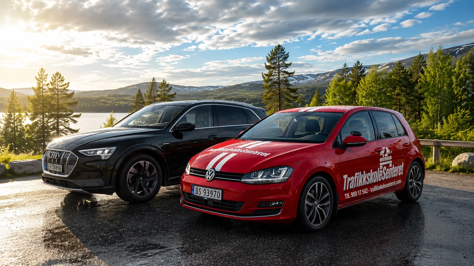 Trafikkskolesenterets biler – Audi og branded VW Golf